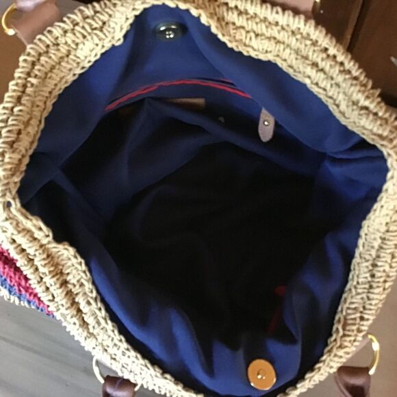 Tommy Hilfiger Handbag Beige Stripes Crochet Interior Pocket VSCO Vintage - Picture 6 of 6